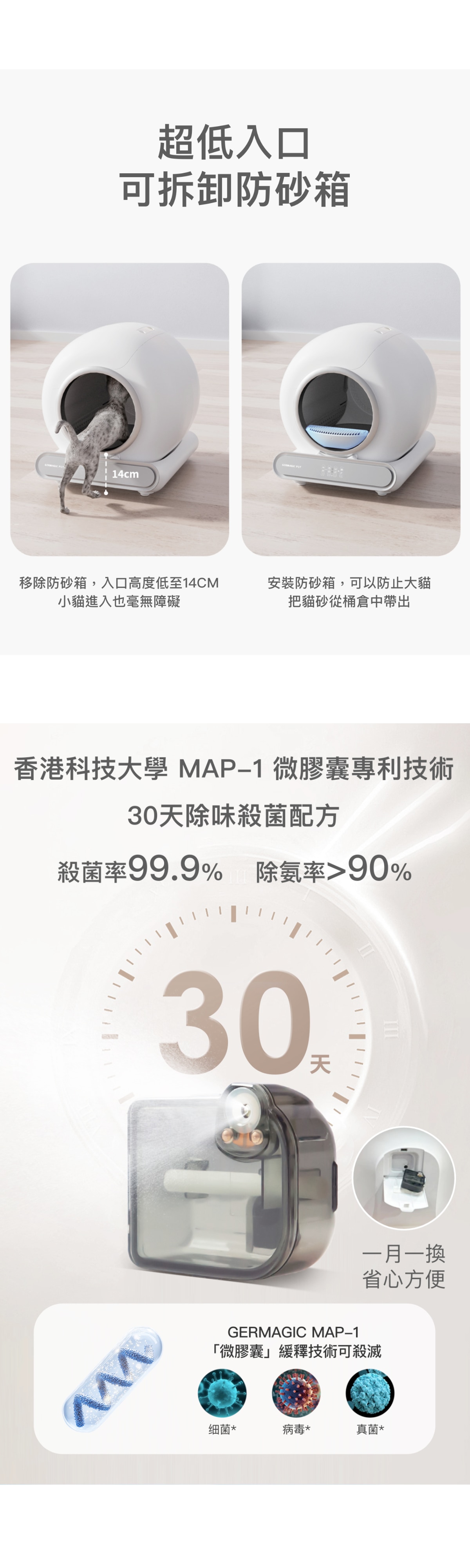Germagic Pet 智能長效抗菌除臭貓砂機 (附送一個40ml除臭液倉)